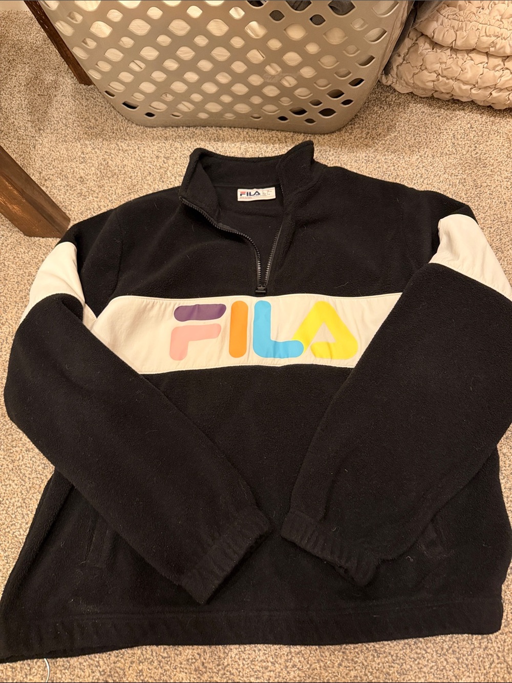 Fila Men’s Black Half-Zip Sweater with Multicolor Logo